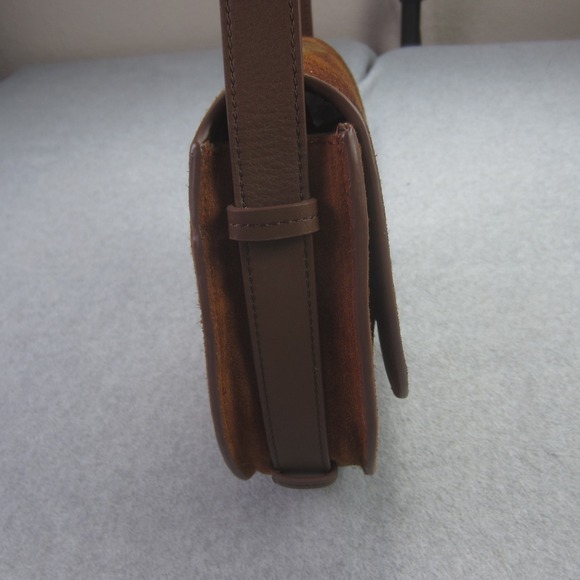 Quince Bag Brown Cow Suede Leather Trim‎ Saddle Crossbody Adjustable Strap - Picture 5 of 15